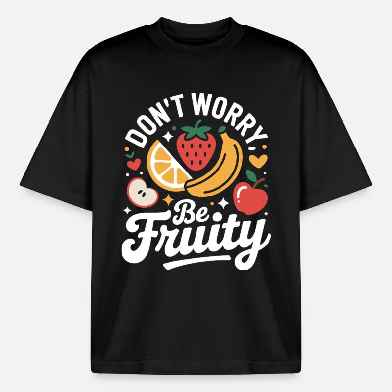 Don't Worry Be Fruity - Boxy Heavyweight Unisex Organic T-Shirt by Stanley/Stella - black