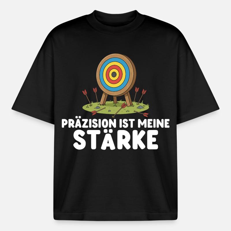 Precision is my strength - Archery - Boxy Heavyweight Unisex Organic T-Shirt by Stanley/Stella - black