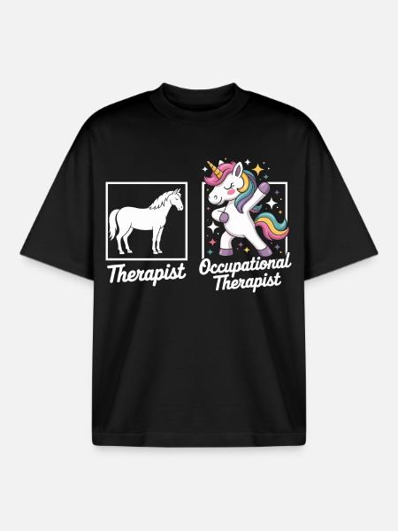 Unicorn Therapist Motif - Boxy Heavyweight Unisex Organic T-Shirt by Stanley/Stella - black