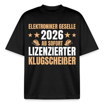 Technicien en électronique Compagnon 2026 Formation terminée - T-shirt unisexe boxy épais biologique Stanley/Stella - noir - Devant - AI Model Male 185 light (185cm) & AI Model Female 172 dark (172cm)