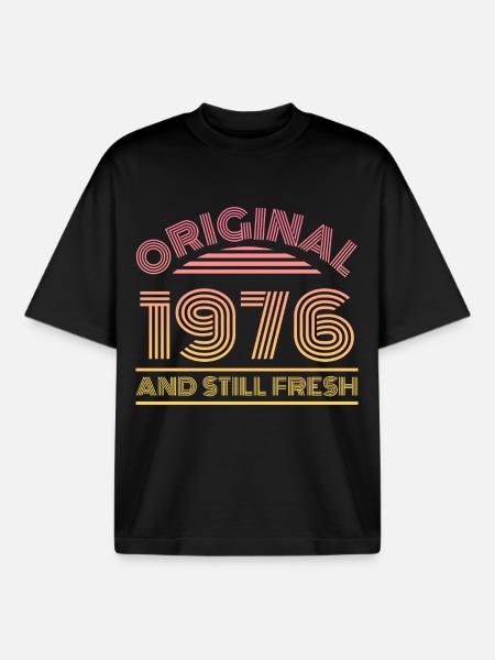 Millésime 1976 - T-shirt unisexe boxy épais biologique Stanley/Stella - noir