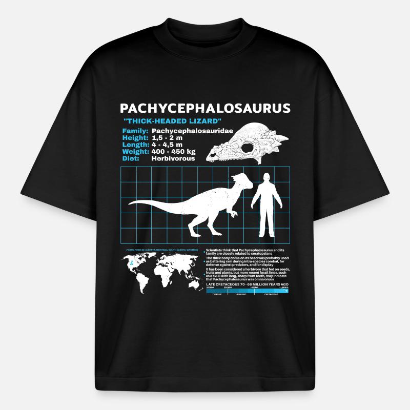 Pachycephalosaurus Fact Sheet - Boxy Heavyweight Unisex Organic T-Shirt von Stanley/Stella - Schwarz