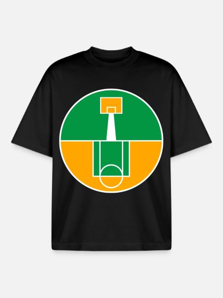 Rundes Basketballfeld-Emblem - Boxy Heavyweight Unisex Organic T-Shirt von Stanley/Stella - Schwarz