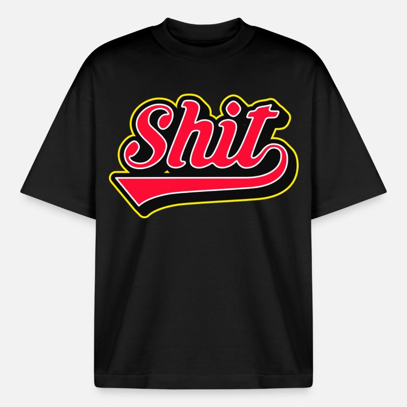 Shit Word Script Logo - Heavyweight Boxy Unisex T-Shirt by Stanley/Stella - black