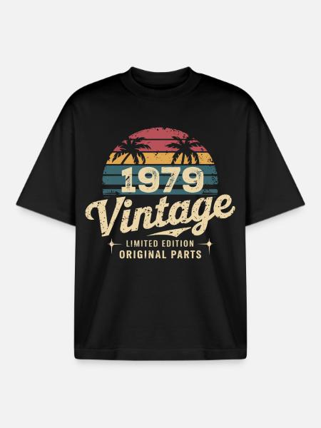 Awesome Since 1979 1979 Birthday Gift - Boxy Heavyweight Unisex Organic T-Shirt by Stanley/Stella - black