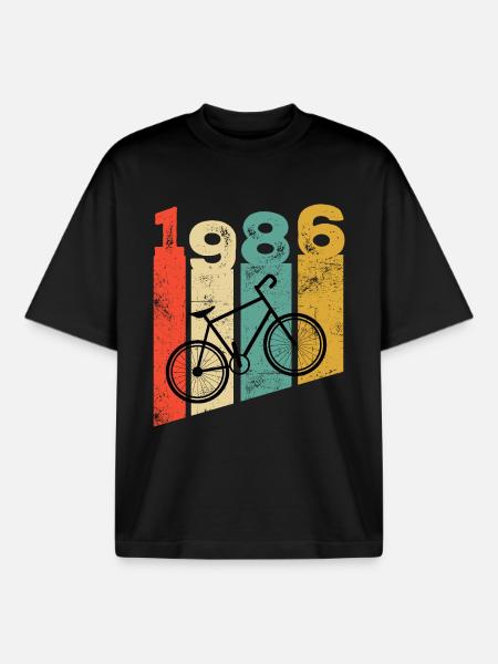 Vuosikerta 1986 - Unisex boxy raskas T-paita luomupuuvillasta Stanley/Stellalta - musta