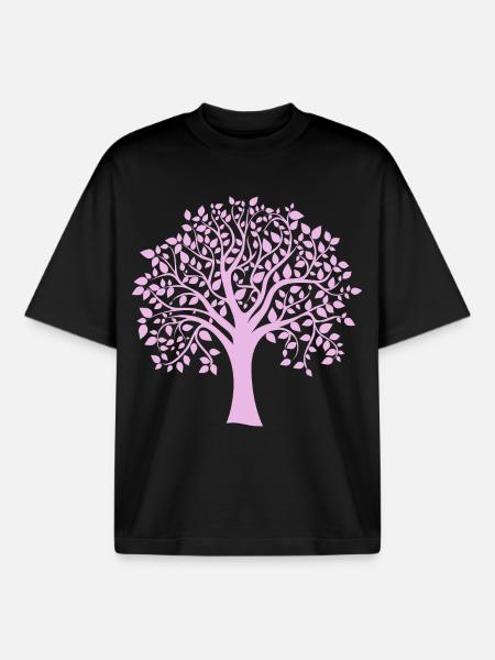 Icon Lila-Jumbo-Baum-Print-Silhouette - Boxy Heavyweight Unisex Organic T-Shirt von Stanley/Stella - Schwarz