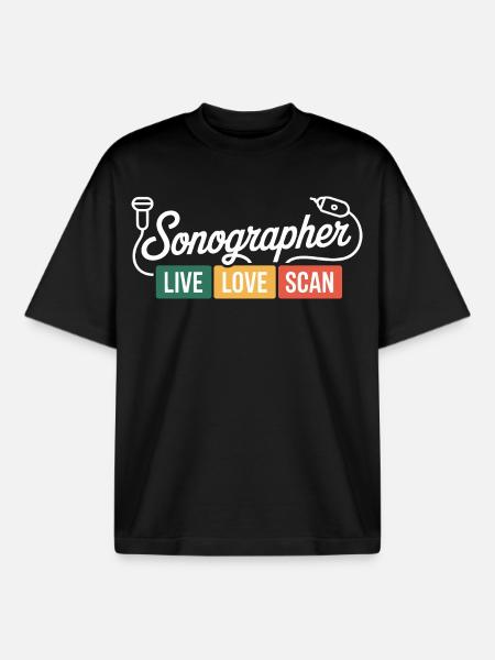 Sonographer Live Love Scan - Boxy Heavyweight Unisex Organic T-Shirt by Stanley/Stella - black