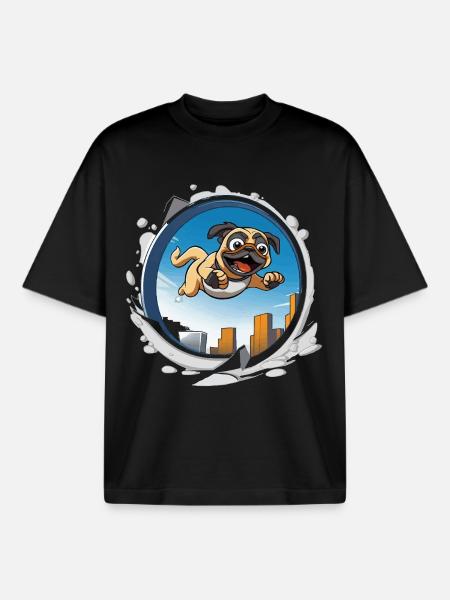 Pug Sprinter im Stadtlauf - Boxy Heavyweight Unisex Organic T-Shirt von Stanley/Stella - Schwarz