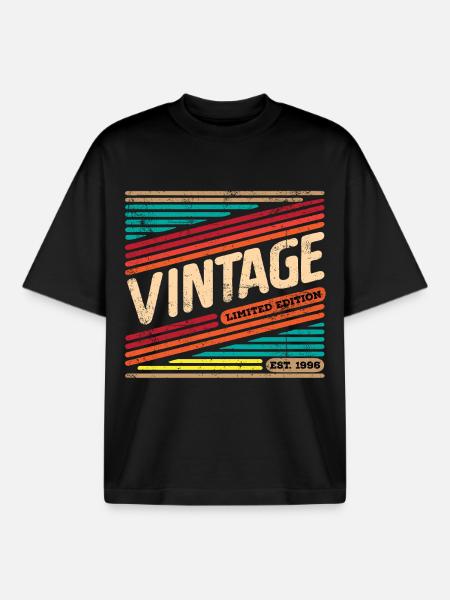 Édition limitée Millésime 1996 - T-shirt unisexe boxy épais biologique Stanley/Stella - noir