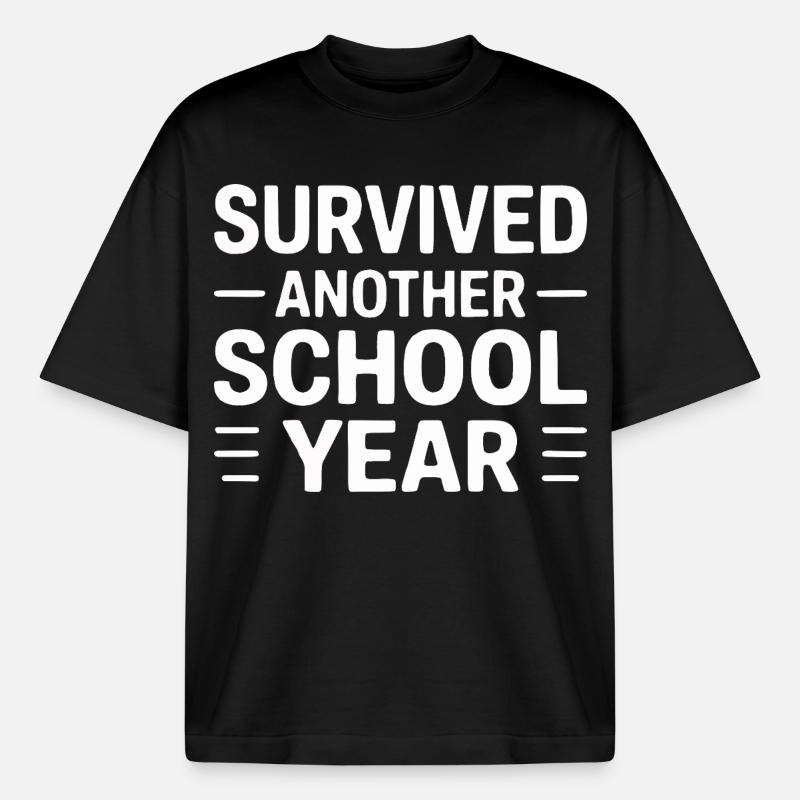 Survived Another School Year Statement - Boxy Heavyweight Unisex Organic T-Shirt von Stanley/Stella - Schwarz