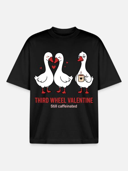 Third Wheel Valentine - Single Kaffee Design - Boxy Heavyweight Unisex Organic T-Shirt von Stanley/Stella - Schwarz