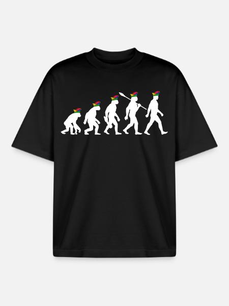 Homo Carnival | Evolution of Fools, Shrovetide - Boxy Heavyweight Unisex Organic T-Shirt by Stanley/Stella - black