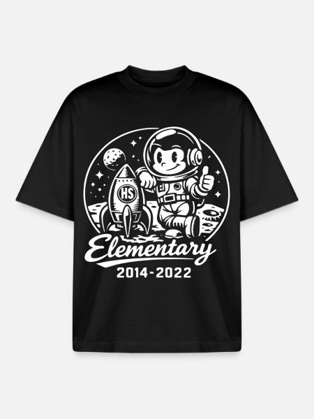 Astronaute et fusée dans le cosmos - T-shirt unisexe boxy épais biologique Stanley/Stella - noir