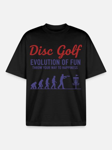 Disc Golf : Évolution du plaisir : lancez-vous - T-shirt unisexe boxy épais biologique Stanley/Stella - noir