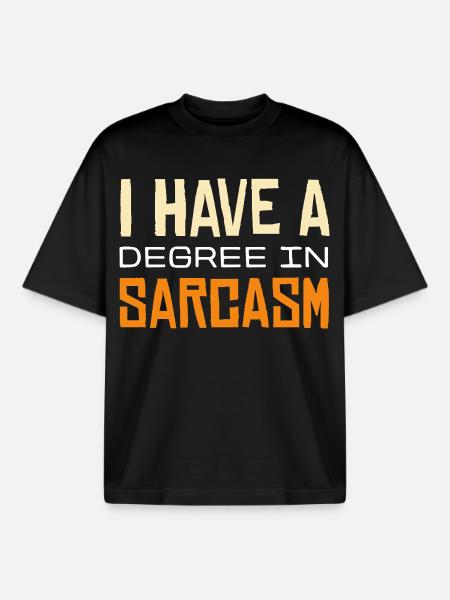Sarcasm Graduation T-Shirt Design - Boxy Heavyweight Unisex Organic T-Shirt by Stanley/Stella - black