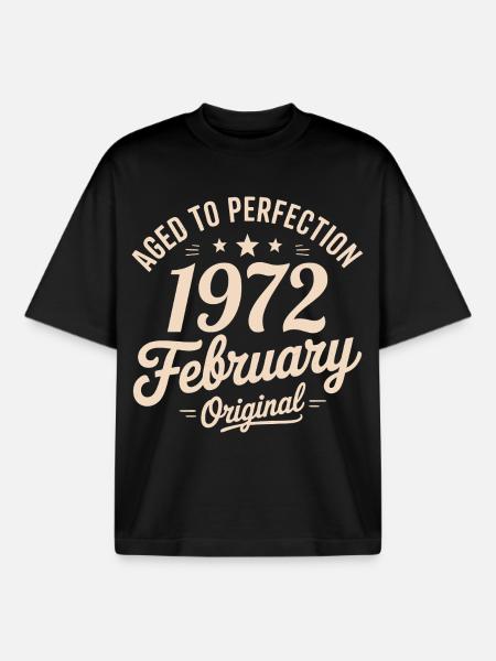 Février 1972 - February 1972 - Boxy Heavyweight Unisex Organic T-Shirt by Stanley/Stella - black