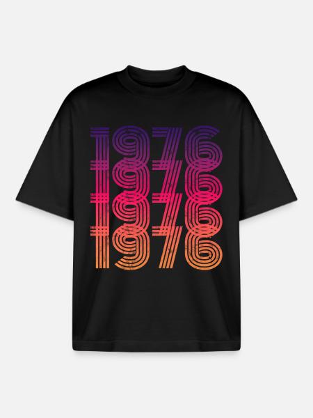 Millésime 1976 - T-shirt unisexe boxy épais biologique Stanley/Stella - noir