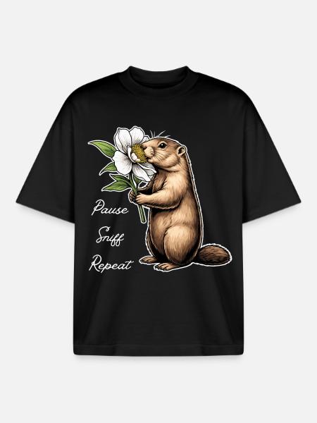 Marmot: Break, sniff, carry on - Boxy Heavyweight Unisex Organic T-Shirt by Stanley/Stella - black