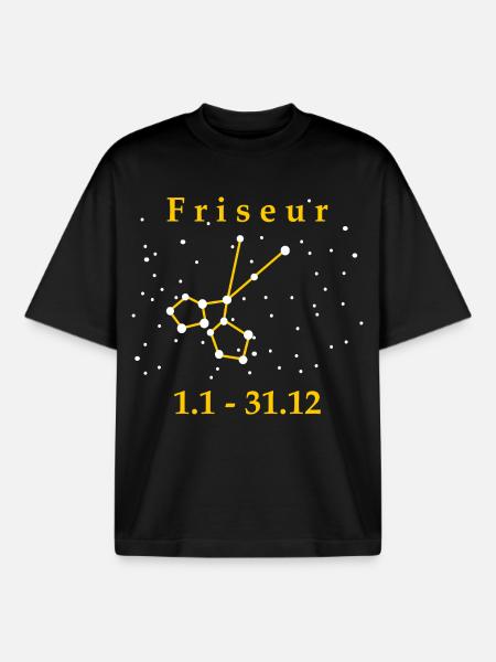 Coiffeur Zodiac Cadeau Coiffeur - T-shirt unisexe boxy épais biologique Stanley/Stella - noir
