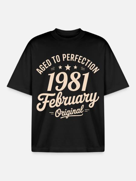 Février 1981 - February 1981 - Boxy Heavyweight Unisex Organic T-Shirt by Stanley/Stella - black