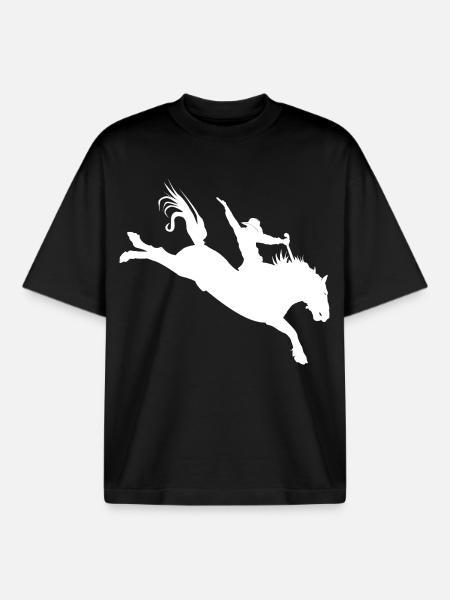 Silhouette de rodéo – Équitation western - T-shirt unisexe boxy épais biologique Stanley/Stella - noir