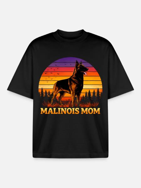 Malinois mom - Boxy Heavyweight Unisex Organic T-Shirt by Stanley/Stella - black