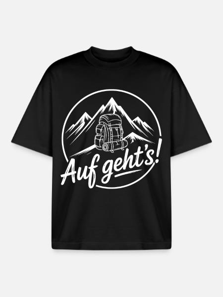 Let's go mountain adventure - Boxy Heavyweight Unisex Organic T-Shirt by Stanley/Stella - black