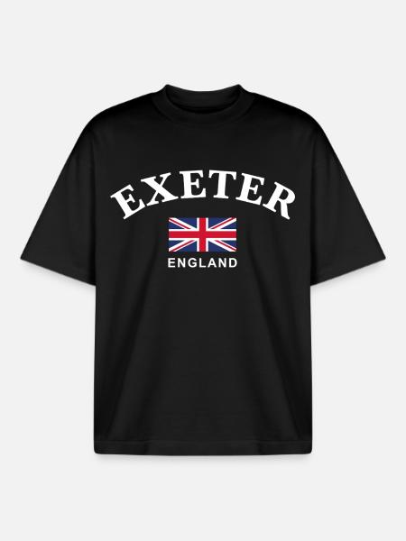 Exeter, Angleterre - T-shirt unisexe boxy épais biologique Stanley/Stella - noir