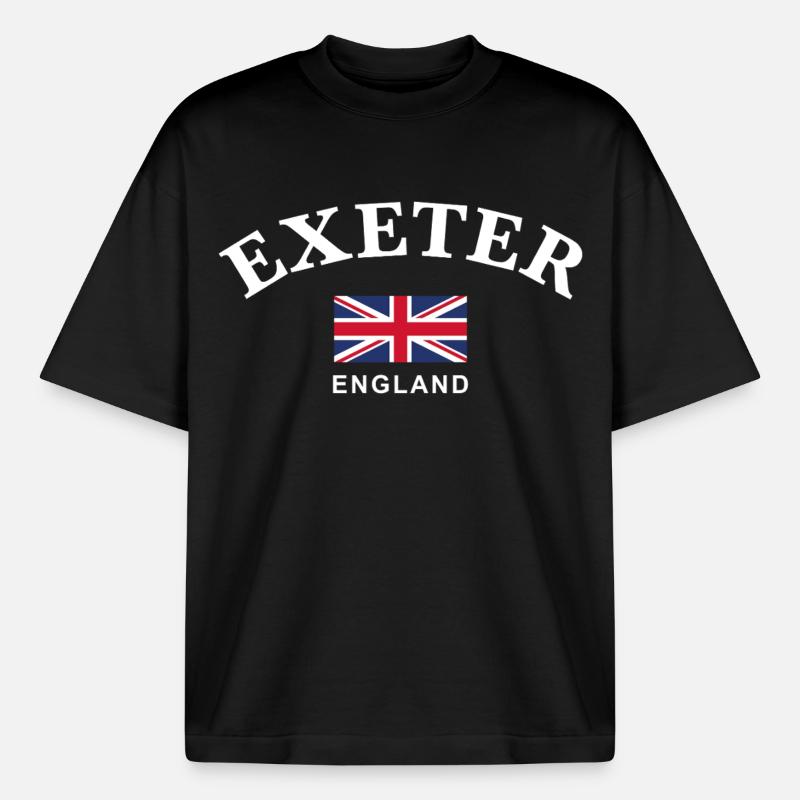 Exeter, Angleterre - T-shirt unisexe épais coupe boxy Stanley/Stella - noir