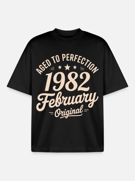 Février 1982 - February 1982 - Boxy Heavyweight Unisex Organic T-Shirt by Stanley/Stella - black