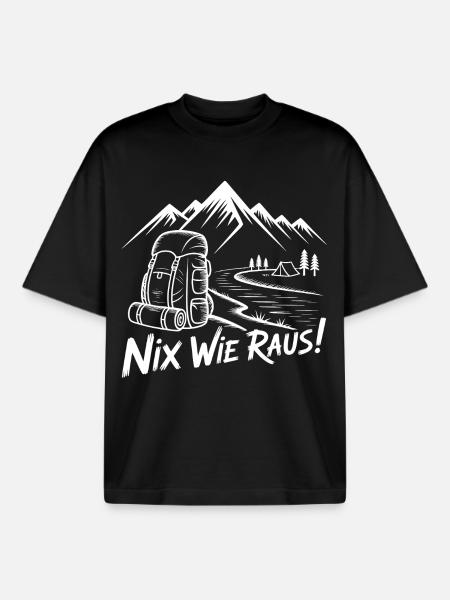 Nix Wie Raus Bergwanderung - Boxy Heavyweight Unisex Organic T-Shirt von Stanley/Stella - Schwarz