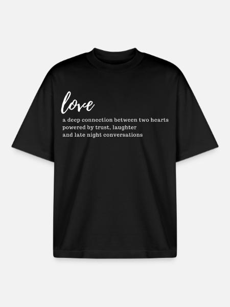 Love Text Valentines Day - Boxy Heavyweight Unisex Organic T-Shirt by Stanley/Stella - black