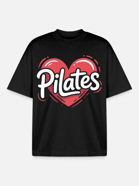 Pilates Herzdesign - Boxy Heavyweight Unisex Organic T-Shirt von Stanley/Stella - Schwarz