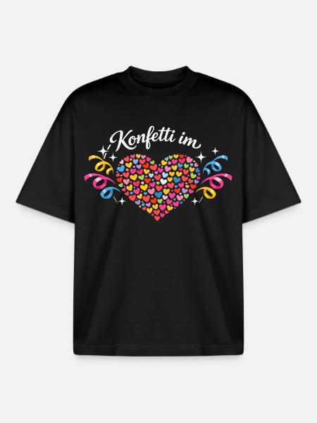 Confetti Heart Birthday Gift Idea - Boxy Heavyweight Unisex Organic T-Shirt by Stanley/Stella - black