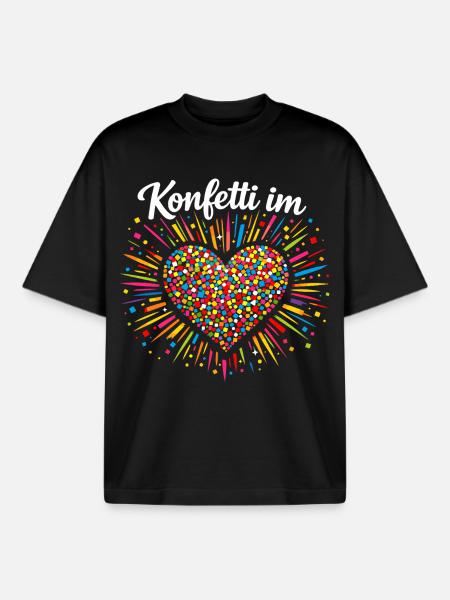 Konfetti Im Herzen Karneval Geschenk - Boxy Heavyweight Unisex Organic T-Shirt von Stanley/Stella - Schwarz