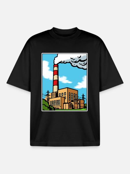 Industrial Cartoon Skyline - Boxy Heavyweight Unisex Organic T-Shirt by Stanley/Stella - black