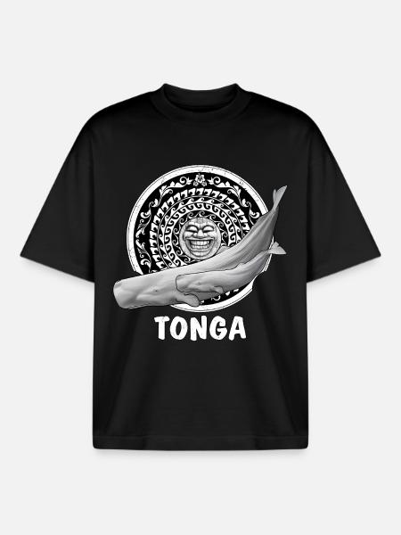 Pottwale und Tikimaske - Boxy Heavyweight Unisex Organic T-Shirt von Stanley/Stella - Schwarz