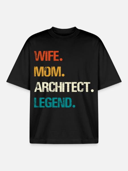 Épouse Mère Architecte Légende - T-shirt unisexe boxy épais biologique Stanley/Stella - noir