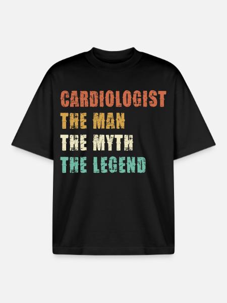Cardiologist: Man, Myth, Legend - Boxy Heavyweight Unisex Organic T-Shirt by Stanley/Stella - black