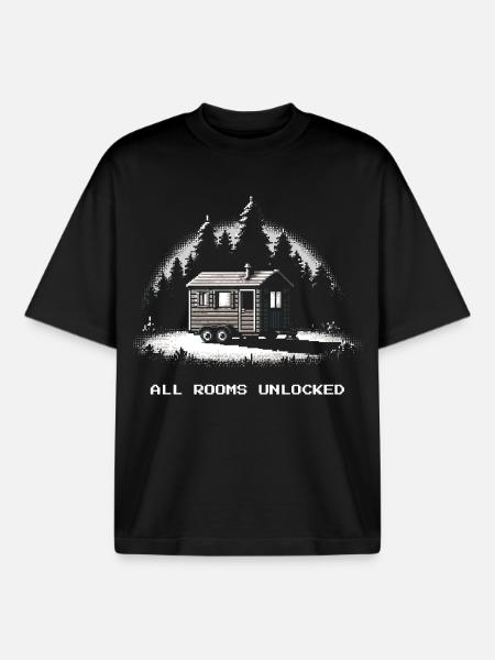 All rooms unlocked | Tiny House - Boxy Heavyweight Unisex Organic T-Shirt by Stanley/Stella - black