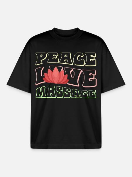 Frieden Liebe Massage Lotus - Boxy Heavyweight Unisex Organic T-Shirt von Stanley/Stella - Schwarz
