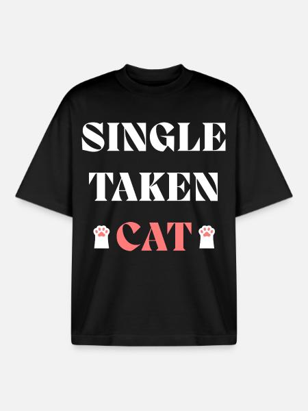 Chat unique pris pour la Saint-Valentin - T-shirt unisexe boxy épais biologique Stanley/Stella - noir