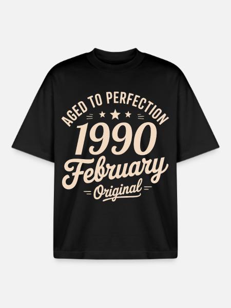 Février 1990 - February 1990 - Boxy Heavyweight Unisex Organic T-Shirt by Stanley/Stella - black