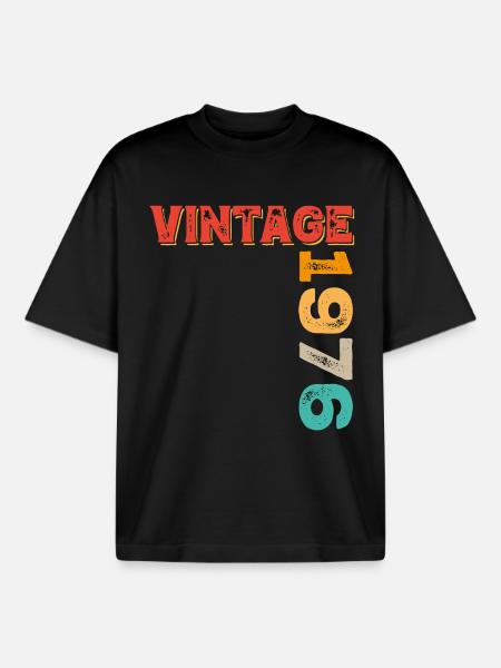 Millésime 1976 - T-shirt unisexe boxy épais biologique Stanley/Stella - noir