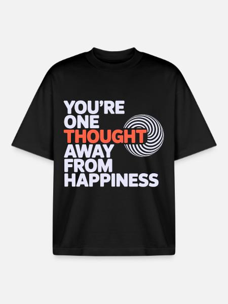 Hypnotist One Thought Away From Happiness Pro - Boxy Heavyweight Unisex Organic T-Shirt by Stanley/Stella - black
