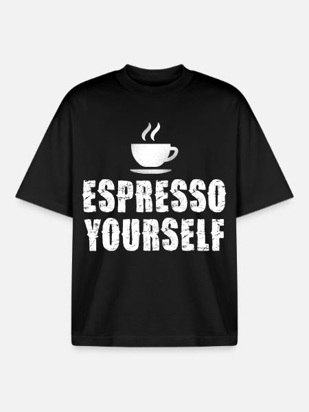 Espresso Yourself Typographic Cup - T-shirt unisexe boxy épais biologique Stanley/Stella - noir