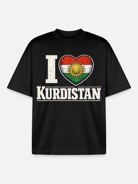 I Love Kurdistan Kurde Kurden - Boxy Heavyweight Unisex Organic T-Shirt von Stanley/Stella - Schwarz