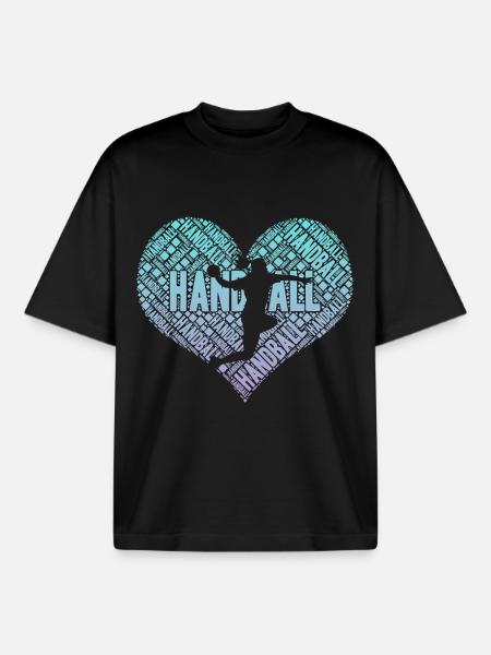 Handball Spielerin Herz - Boxy Heavyweight Unisex Organic T-Shirt von Stanley/Stella - Schwarz
