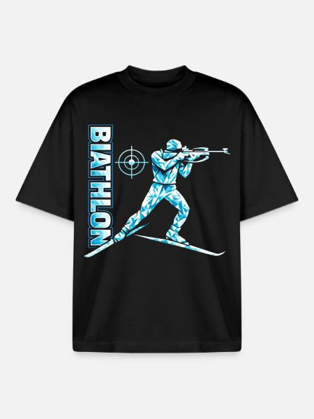 Biathlon Funny Saying Cross-Country Skiing - Boxy Heavyweight Unisex Organic T-Shirt by Stanley/Stella - black